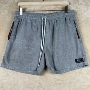 WOWIE Shorts Mens Medium Gray 5" Elastic Waist Drawstring Pocket Aztec Trim